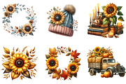 Sunflowers Autumn Clipart, an Illustration by DreamArtGraphic (Thumbnail 4 of 5)