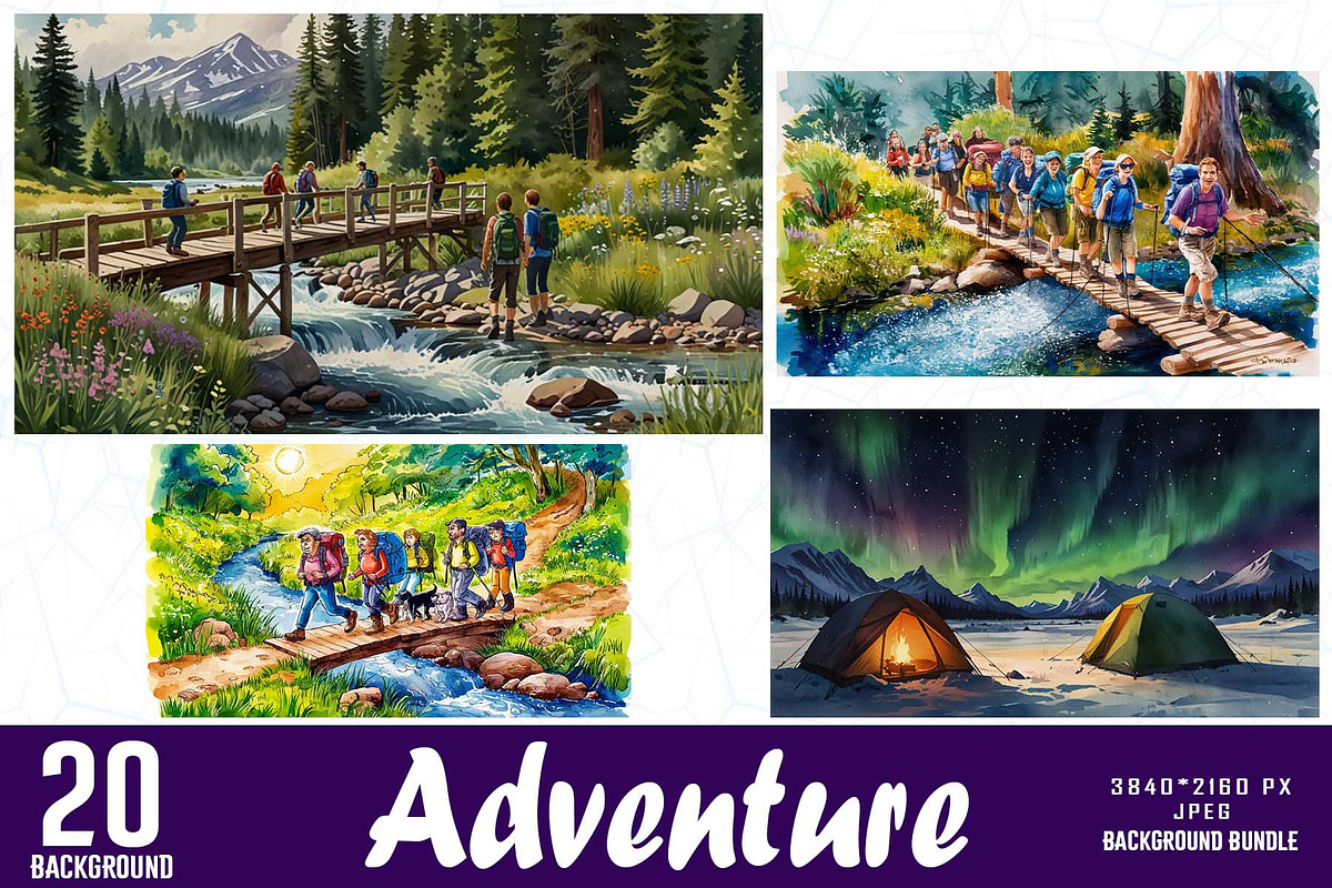 Hiking Adventure Background Bundle, a Background Graphic by Sofia's Fashion (Photo 1 of 2)