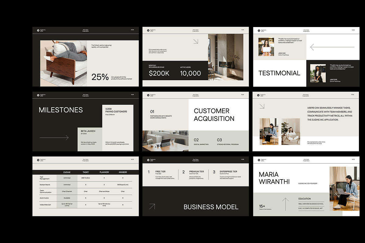 Minimal Black White Pitch Deck PPT, a Presentation Template by Neermana (Photo 3 of 4)