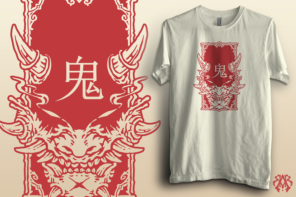 Oni ghost japanese style frame, an Object Graphic by Krizvector Artwork Shop (Photo 4 of 4)