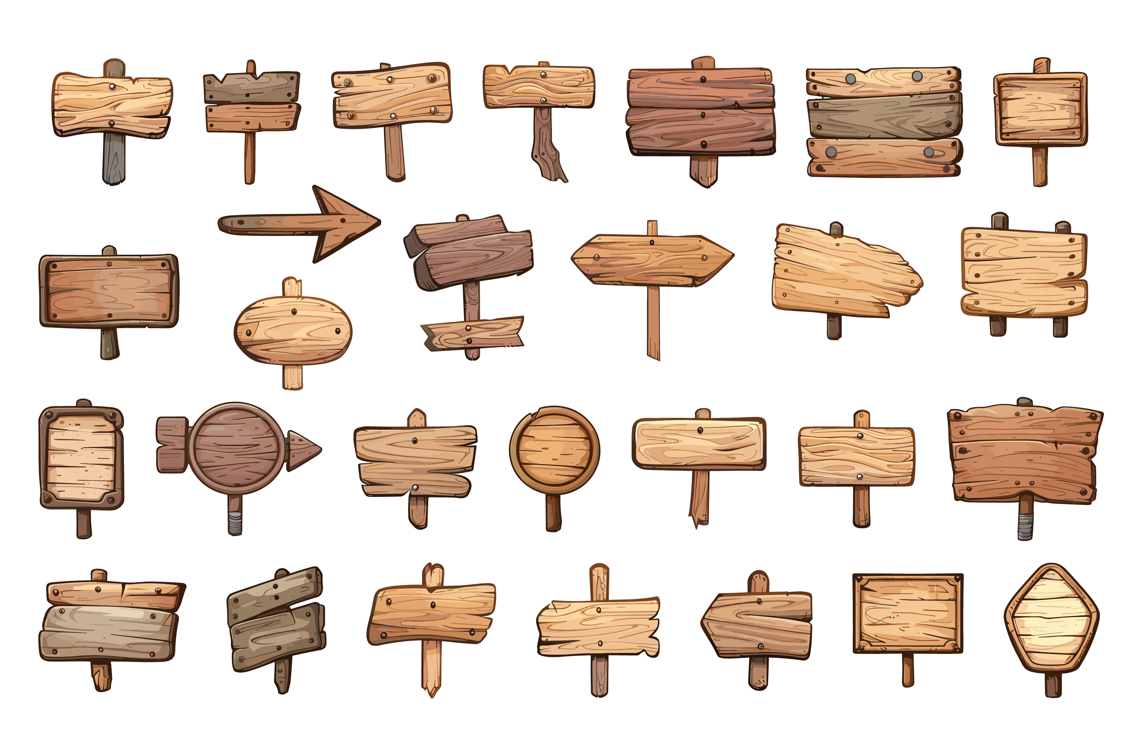 Cartoon Wooden Signs Simple Vector, an Object Illustration by LadadikArt