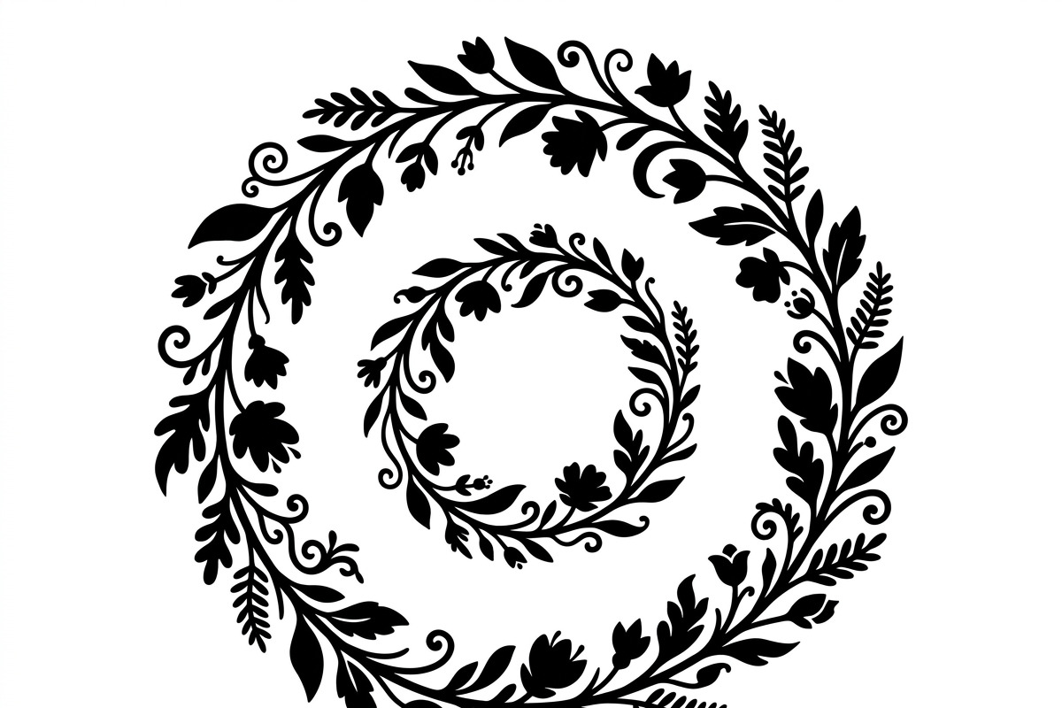50 Elegant Floral Leaf Spiral Frame, a Decorative Illustration by Amazin_art (Photo 19 of 39)