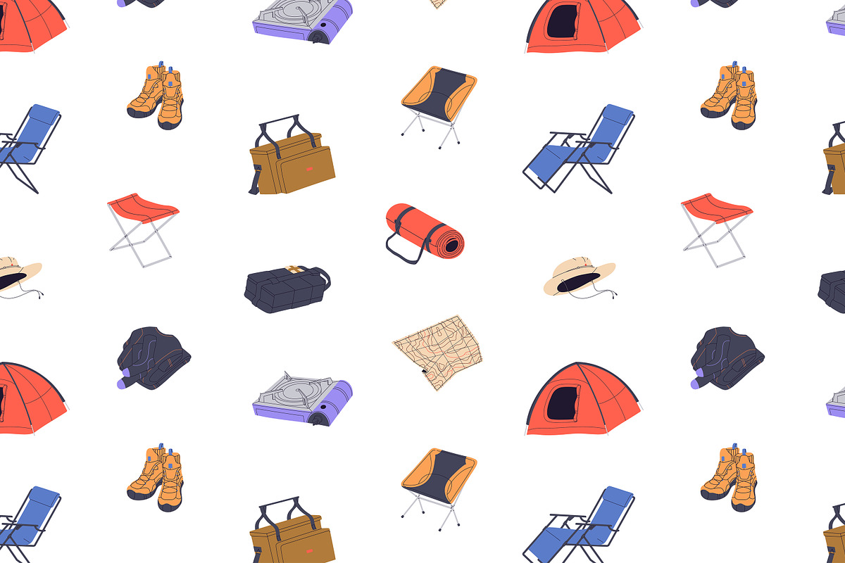 Camping, hiking kit set, patterns, an Object Illustration by PaperTrident (Photo 4 of 5)