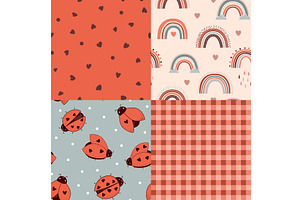 Seamless patchwork pattern with, an Illustration by Toltemara
