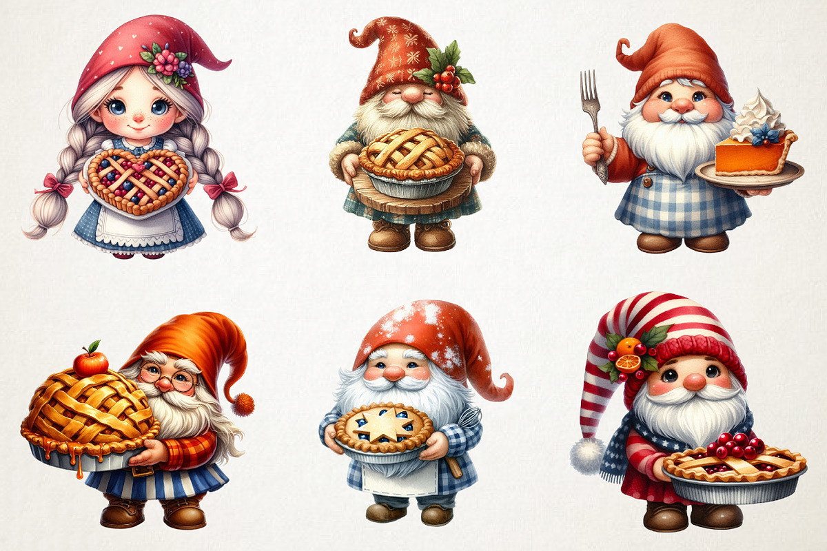 Gnome Holding Pie Clipart, an Illustration by RobertsArt (Photo 2 of 7)