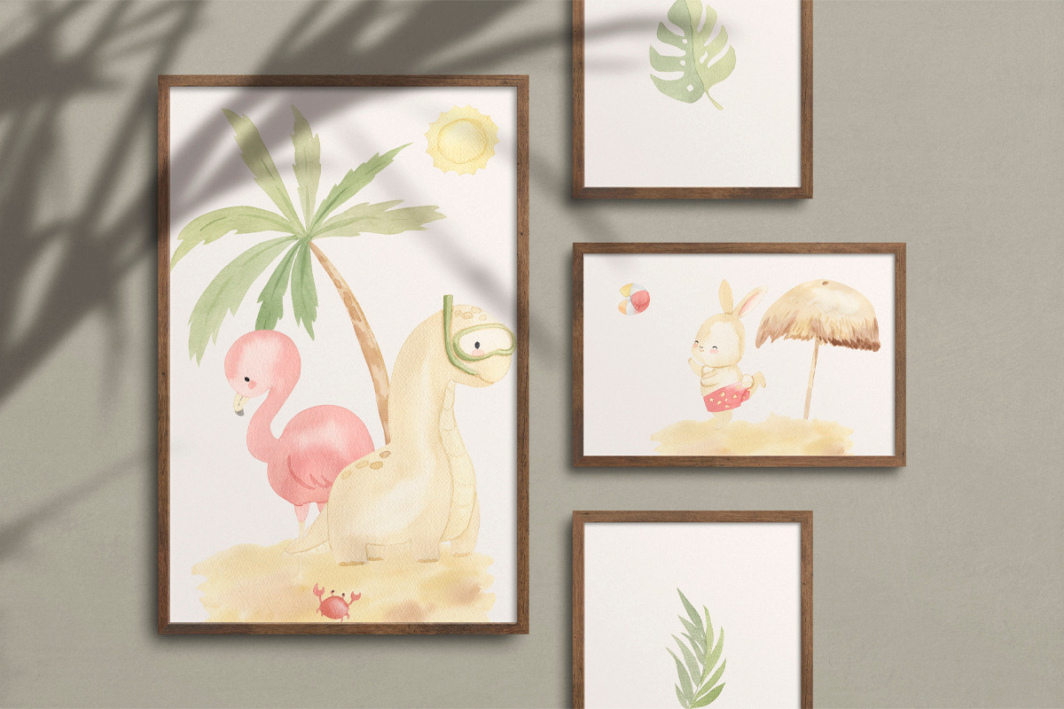 SUMMER PARTY. Watercolor animal set, an Animal Illustration by OlliArtDesign (Photo 7 of 10)