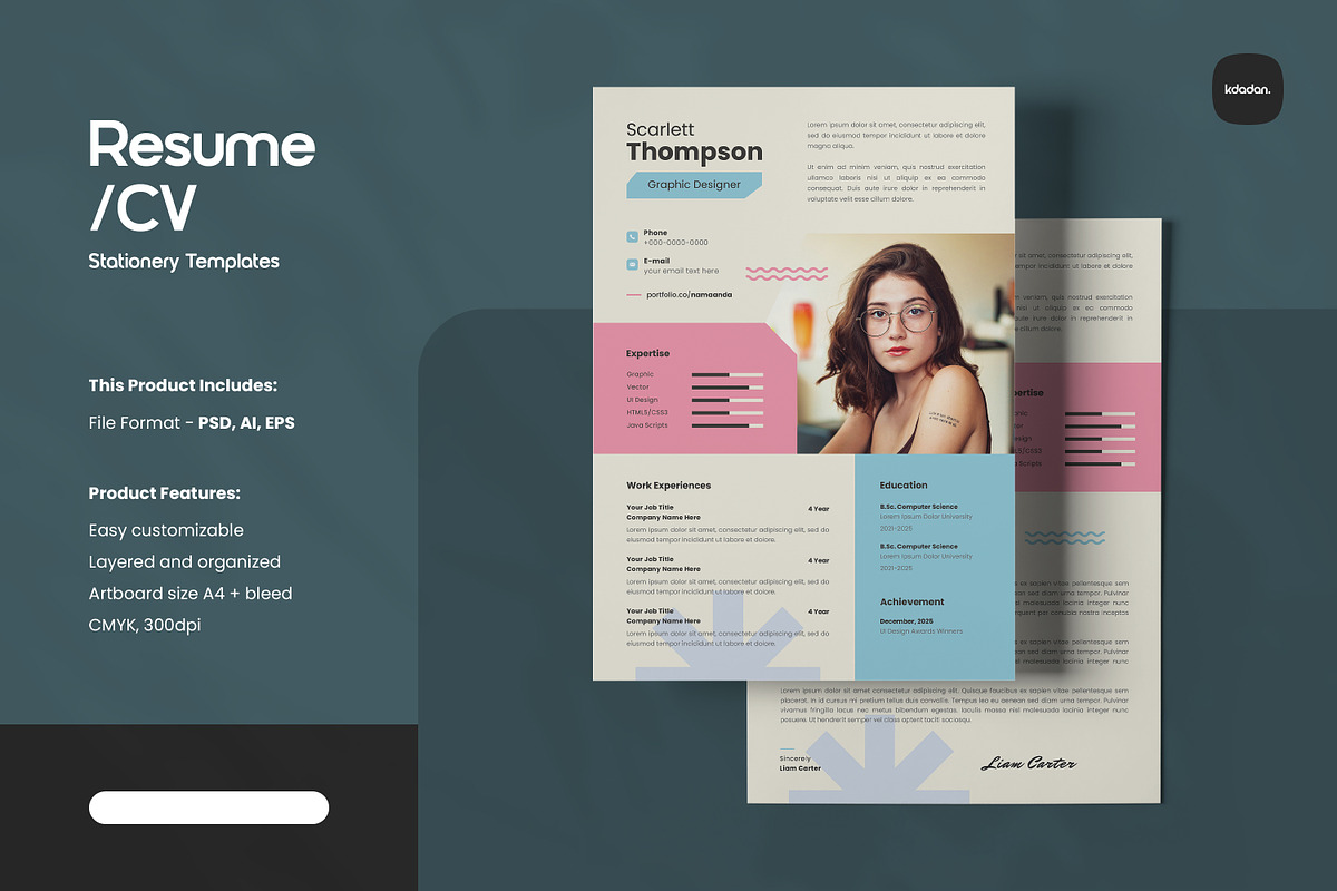 Resume/CV – Vol. 358, a Resume Template by kdadan. (Photo 1 of 2)