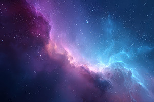 Vibrant cosmic nebula with stars, an Abstract Photo by AlyaAnd