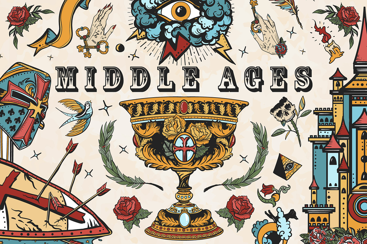 Middle Ages old school tattoo, a Background Graphic by intueri (Photo 1 of 7)