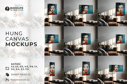 Hung Canvas Mockups - Scene 01