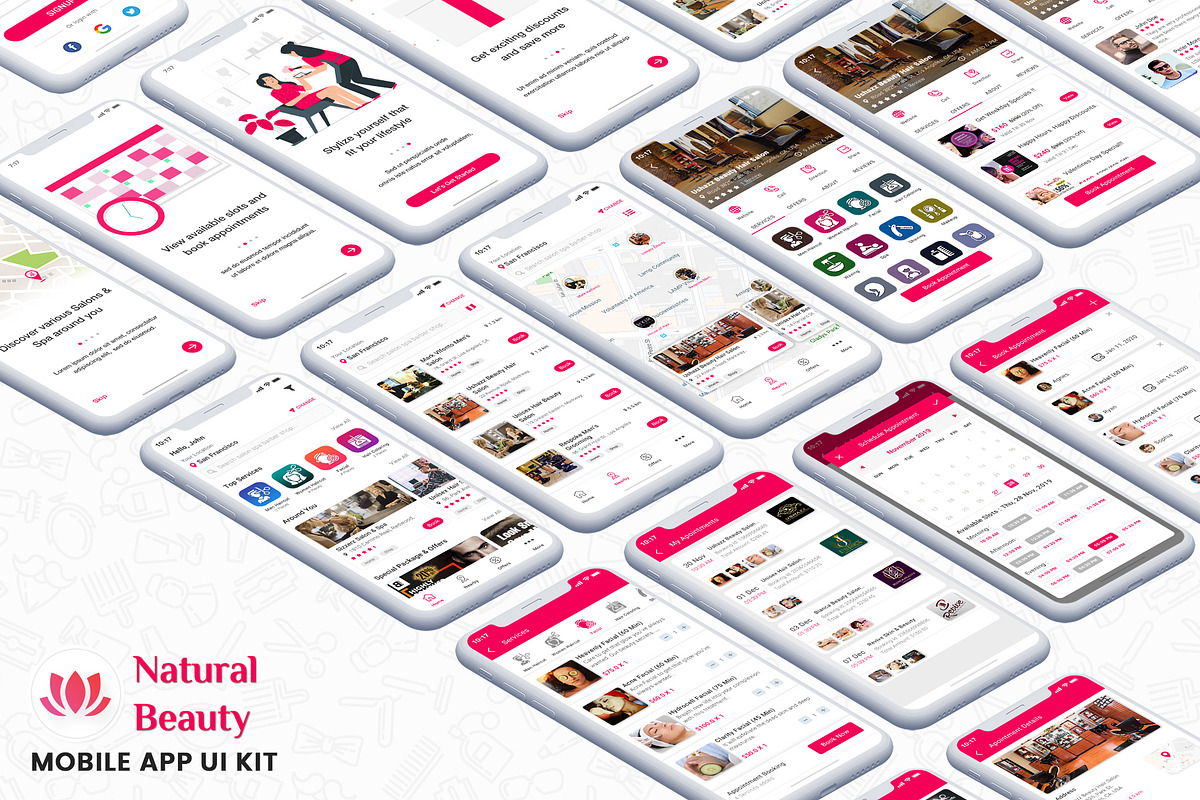 Beauty Salons and Spa App UI Kit, a Templates & Theme by App Innovation (Photo 2 of 6)