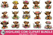 Boho Cow PNGs with Flowers Bundle, a Graphic by crative8112 (Thumbnail 1 of 9)