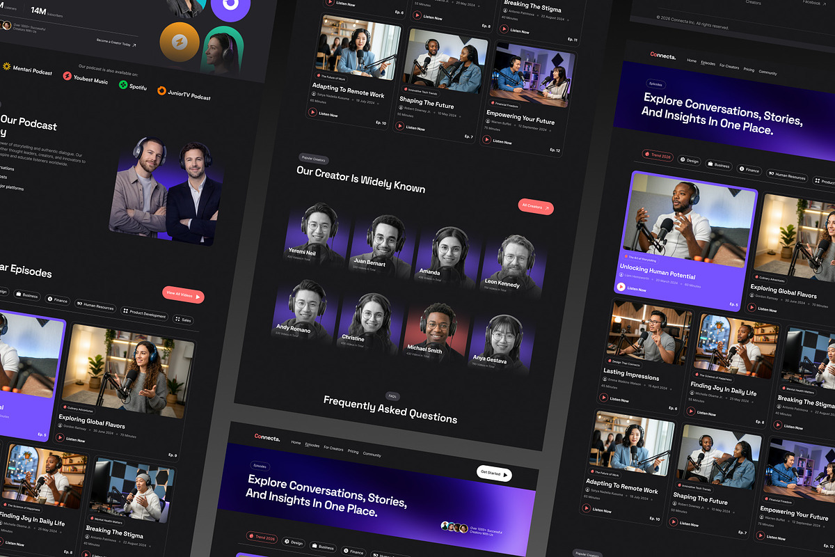 Connecta - Podcast Platform Website, a Landing Page Template by SLAB! Design (Photo 4 of 5)