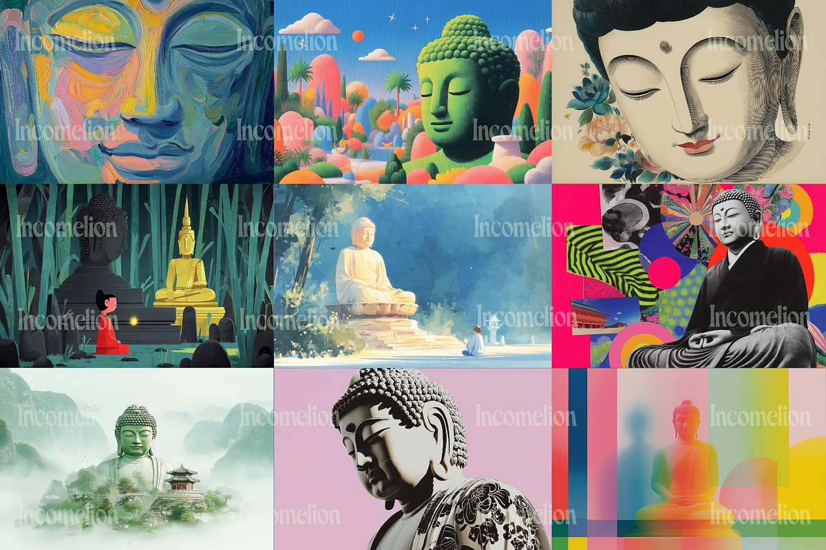 150 Spiritual Buddha Illustrations, a Decorative Illustration by Incomelion (Photo 10 of 21)