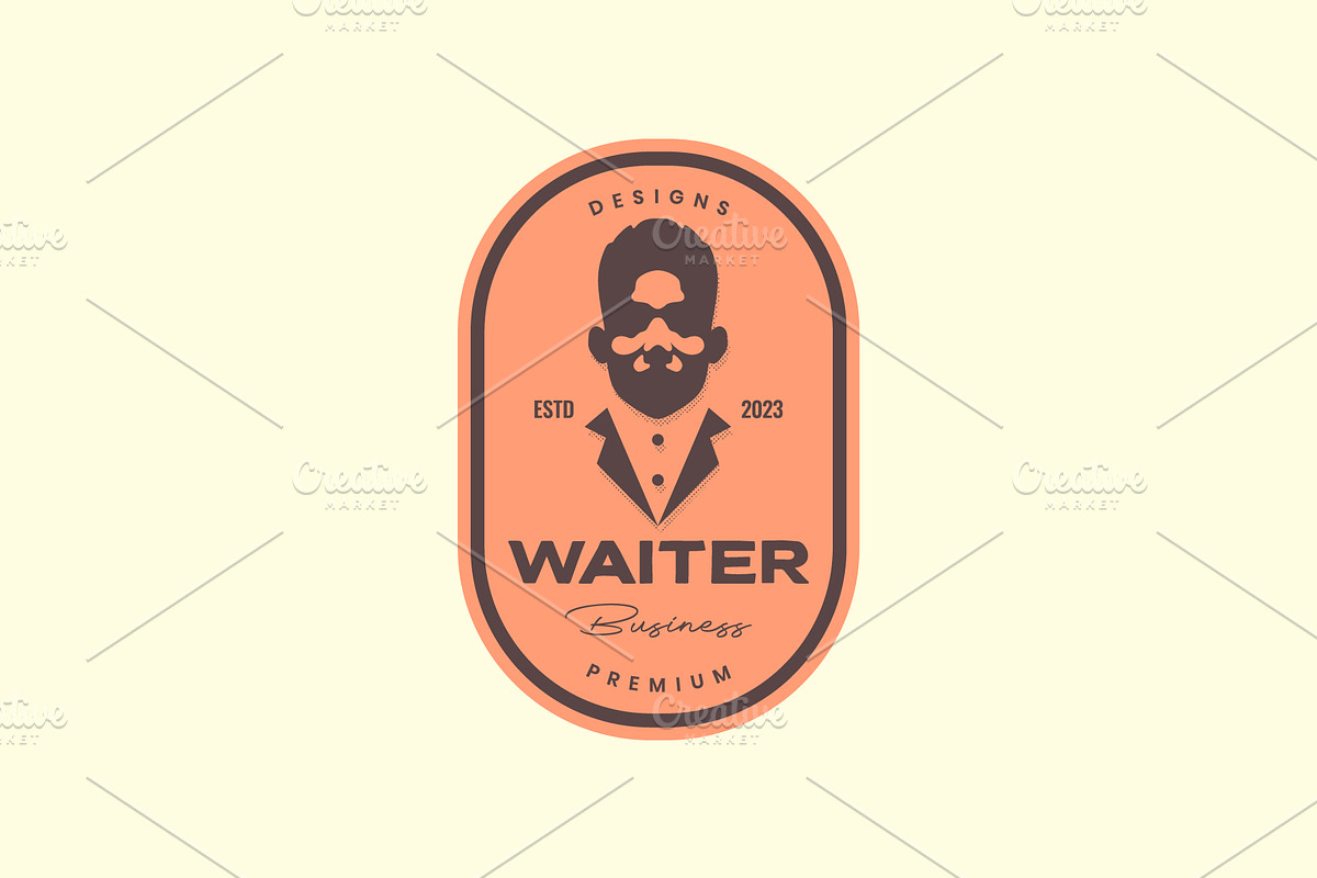 man portrait waiter dress logo, a Branding & Logo Template by devastd