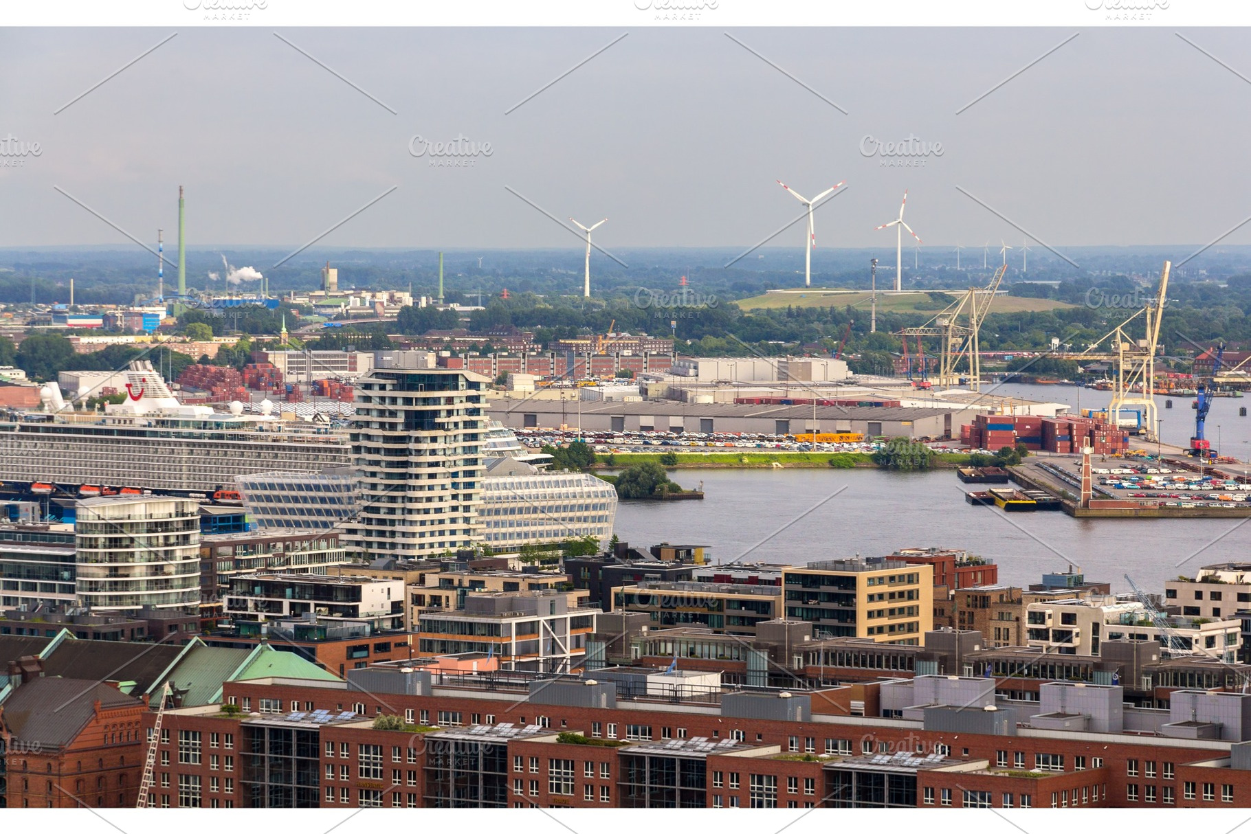 Aerial view of Hamburg, Germany, an Industrial Photo by Leonid Andronov