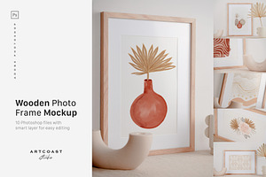 Wooden Photo Frame Mockup, a Print Template by Artcoast Studio
