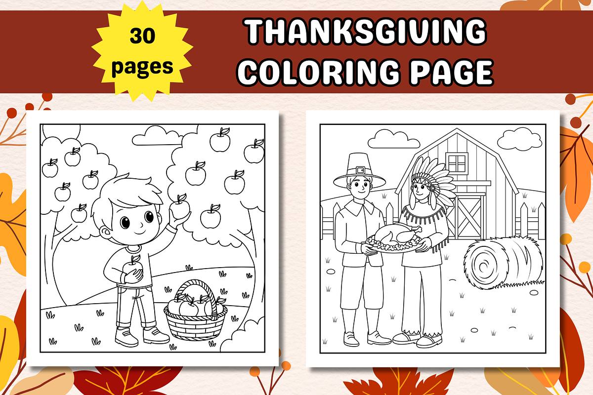 Cute Thanksgiving Coloring Page, a Seasonal Illustration by Salaly (Photo 10 of 10)