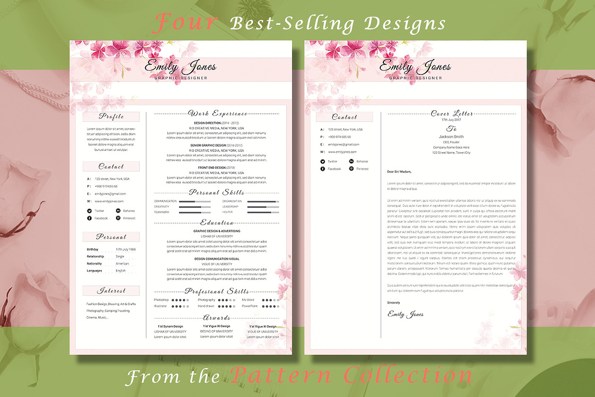 Resume CV Bundle Flower Collection, a Resume Template by Showy68 Template (Photo 5 of 7)