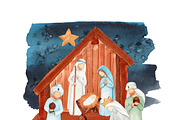 Watercolor Nativity Christmas, an Illustration by s.yanyeva (Thumbnail 5 of 5)
