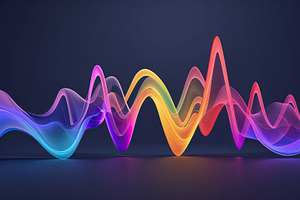 Abstract neon wave sculpture, an Illustration by wavebreak