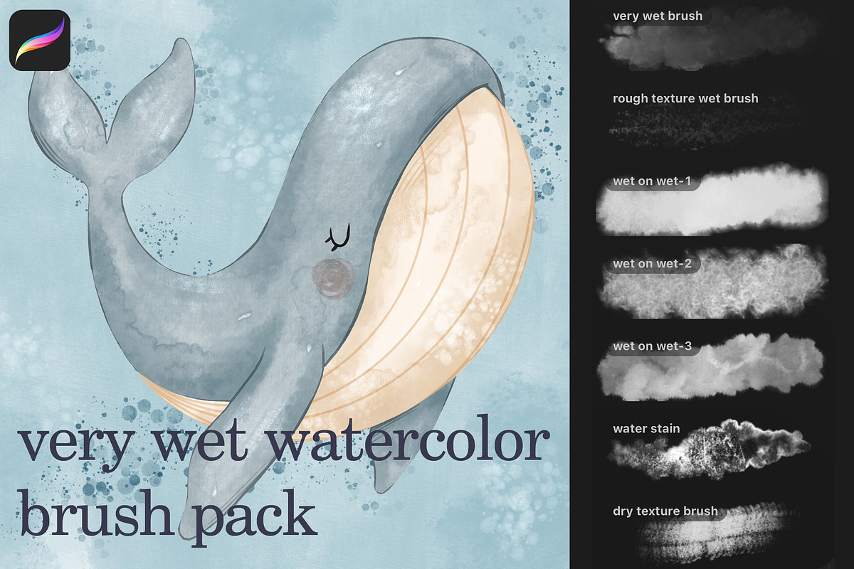 Very Wet Watercolor Procreate Brush, a Brush Add-On by yebin (Photo 1 of 9)