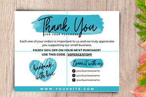 Thank You Order Card Blue Canva 05