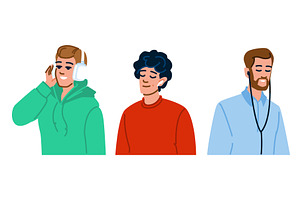 People listening to music using, a Person Illustration by pikepicture