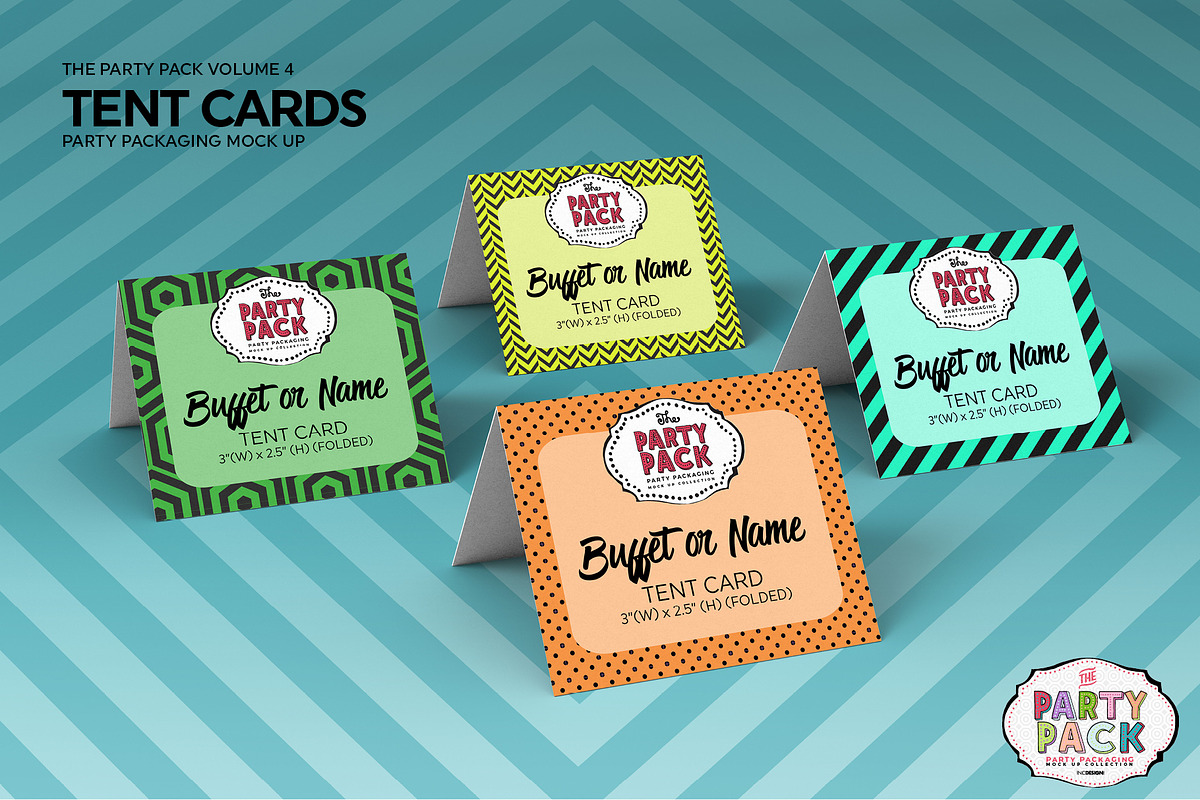 Buffet or Name Tent Cards Mockup, a Packaging Mockup by INCDesign (Photo 3 of 6)