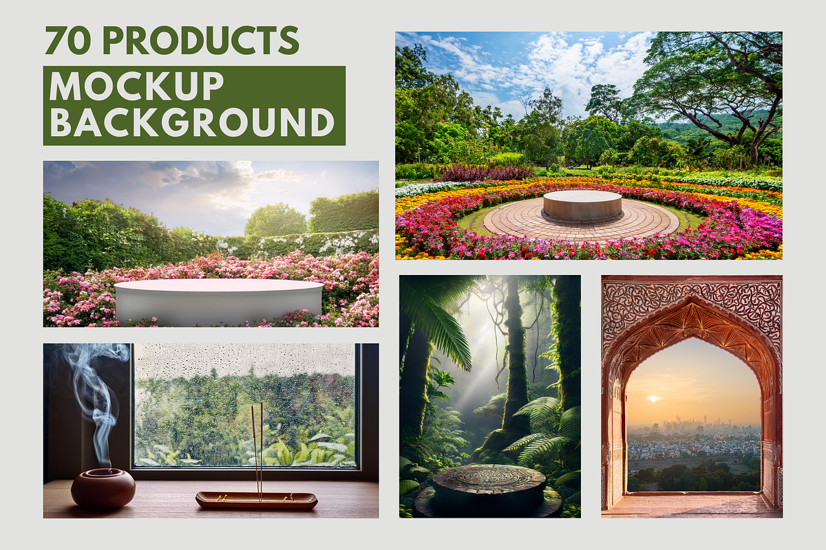 70 Product Mockup Podium Backgrounds, a Social Media Template by Crop Marks Mockups Design