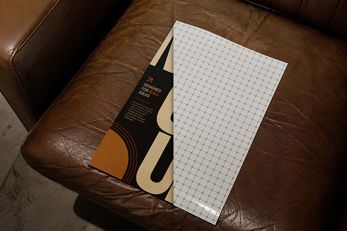 Poster on Leather Chair Mockup, an Advertising Mockup by Pitchlook.Studio (Photo 4 of 4)