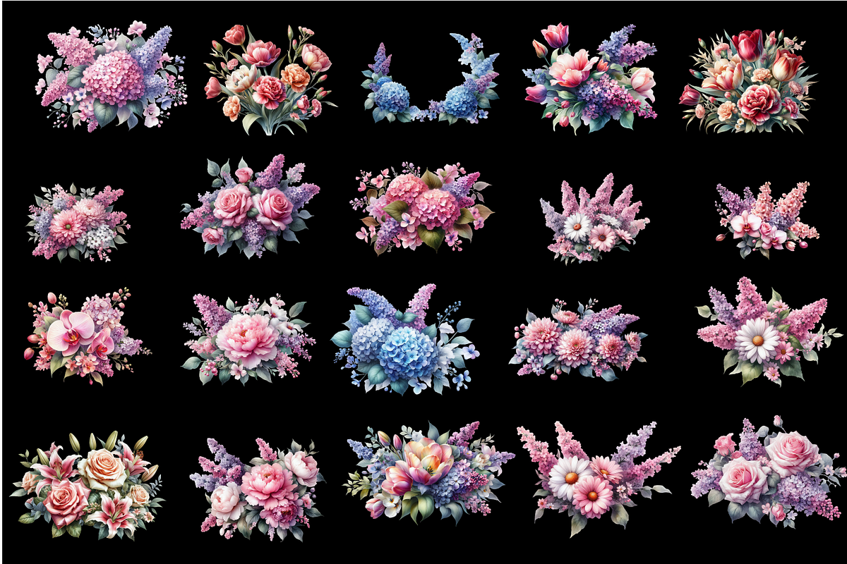 Watercolor Spring Flowers Clipart, a Decorative Illustration by ElenazlataArt (Photo 4 of 6)