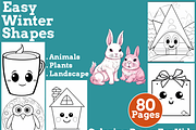 Easy Winter Shapes Coloring Pages, an Illustration by martinblan (Thumbnail 1 of 4)