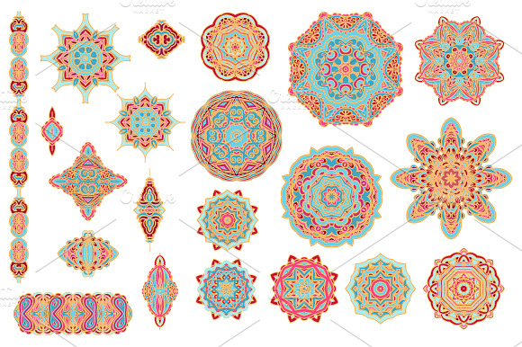 Set of decorative stars and rosettes preview 3