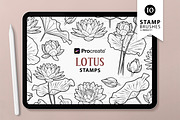 Lotus Flower Procreate Brush Stamps, a Brush Add-On by MadliArt (Thumbnail 1 of 5)