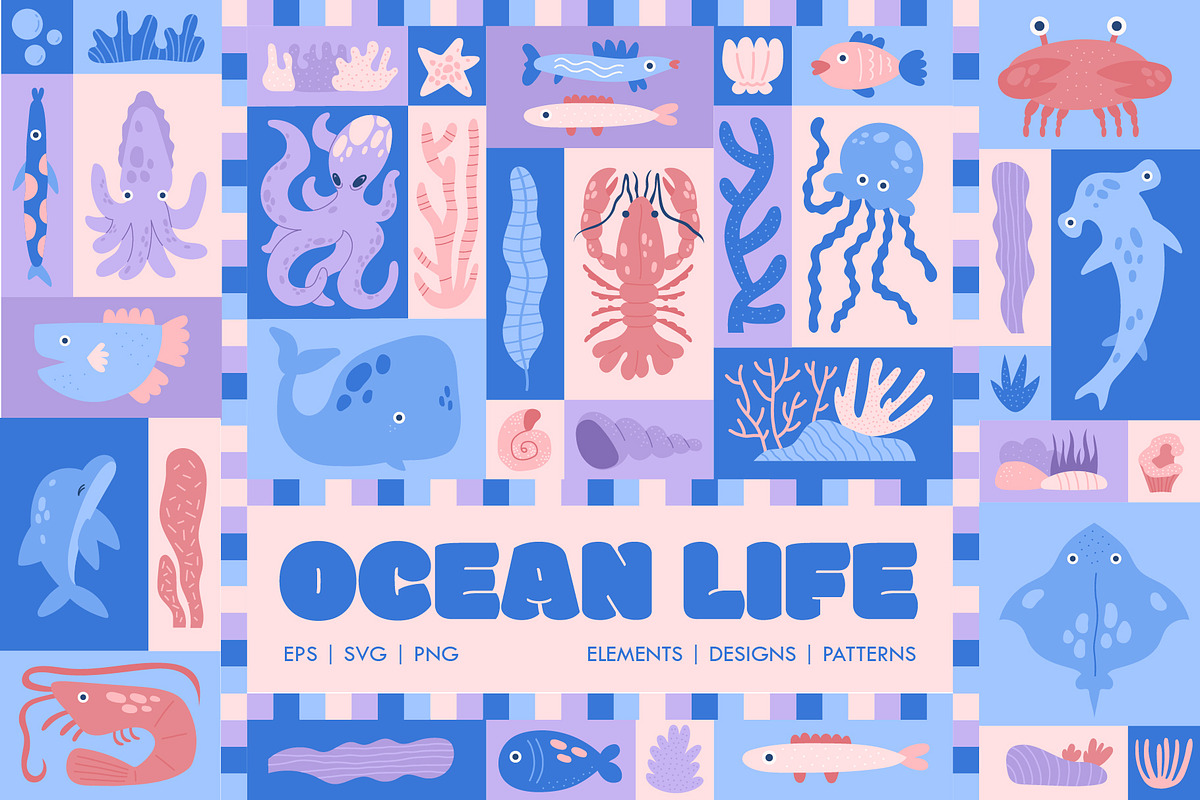 Ocean Life | Graphic Collection, an Animal Illustration by katieromanoff_art (Photo 1 of 11)