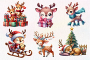 Cute Reindeer Christmas Clipart, an Illustration by Dream Creation (Thumbnail 2 of 6)