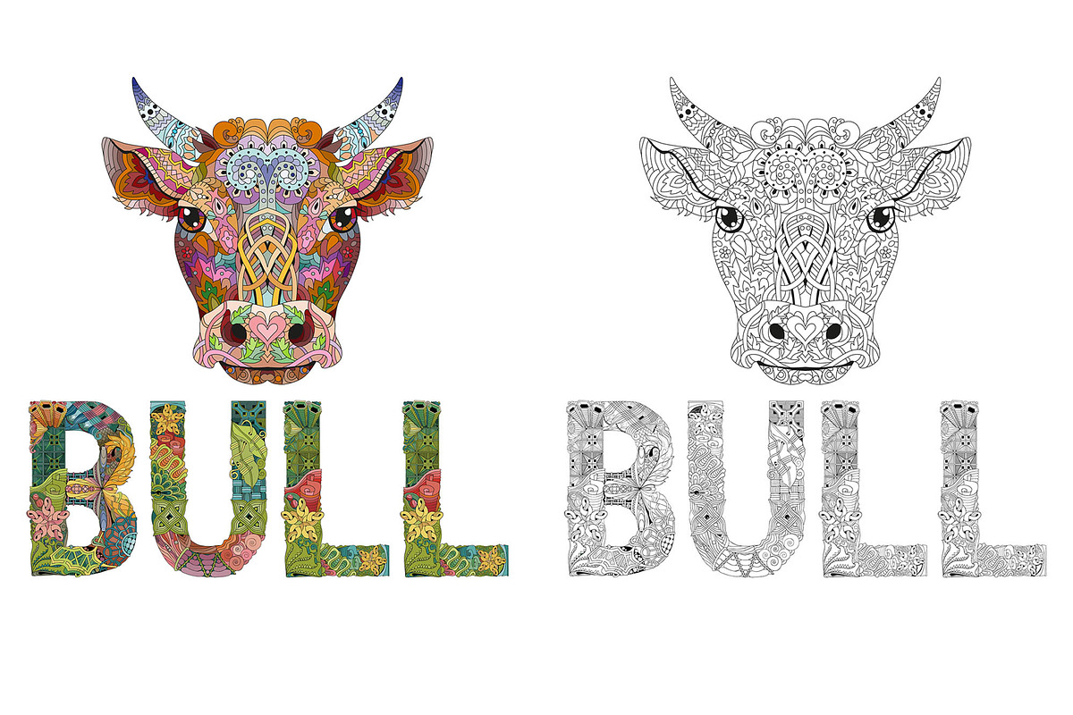 Decorative bull with mandalas, an Animal Illustration by Watercolor fantasy (Photo 2 of 7)
