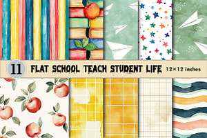 Flat School Teach Student Life, a Pattern Graphic by CitraGraphics