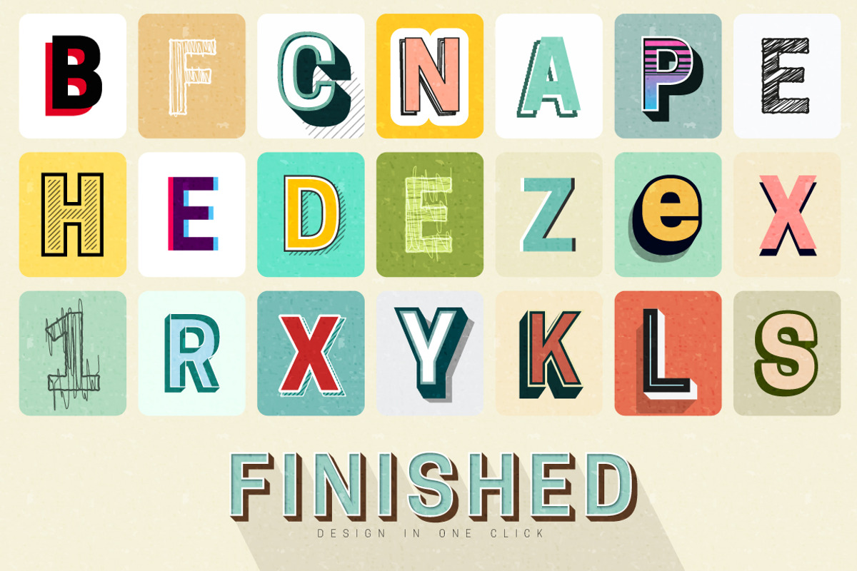 Retro Graphic Styles, a Layer Style Add-On by Modern vector (Photo 7 of 12)