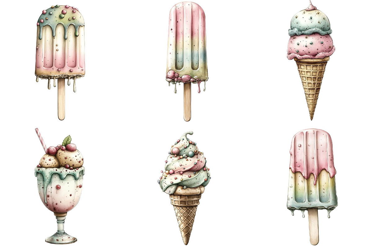 Whimsical Summer Ice Cream Clipart, an Illustration by DreamPrint404 (Photo 3 of 6)