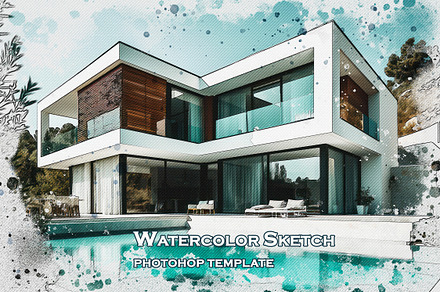 Watercolor Sketch Photohop Template