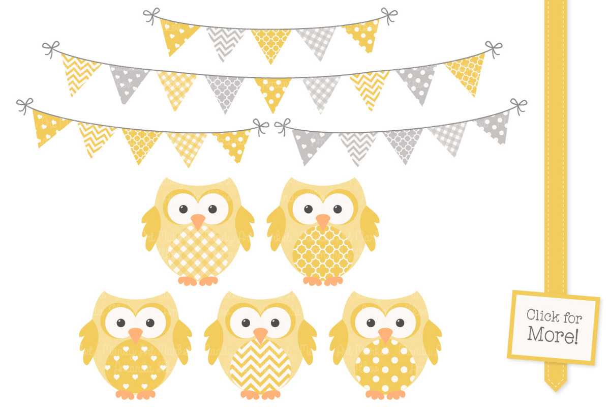Yellow & Grey Owls Vectors & Papers, an Animal Illustration by Amanda Ilkov (Photo 2 of 3)