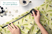 Honeybee Meadow Seamless Pattern, a Pattern Graphic by Rebecca Flaherty (Thumbnail 2 of 3)