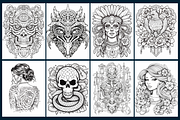 Tattoos Coloring Pages For Adults, a Decorative Illustration by Coco Bloom (Thumbnail 4 of 5)