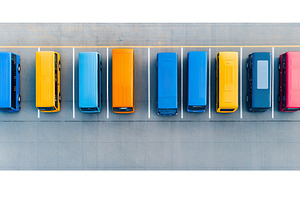 aerial view of large bus terminals, a Transportation Photo by Lermont51