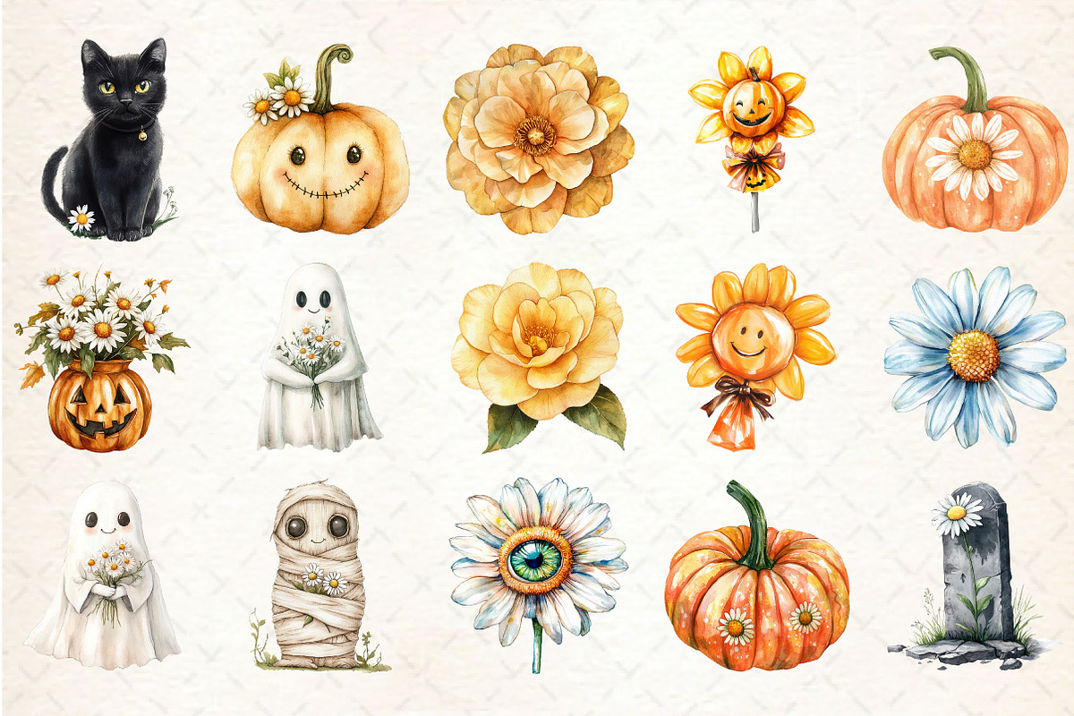 Daisy Flower & Halloween Clipart, an Illustration by Rose Art (Photo 6 of 7)
