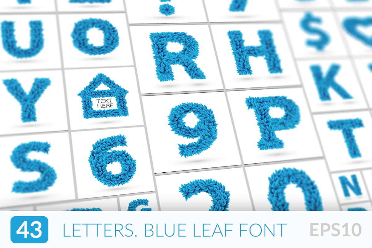 Blue frozen leaves font