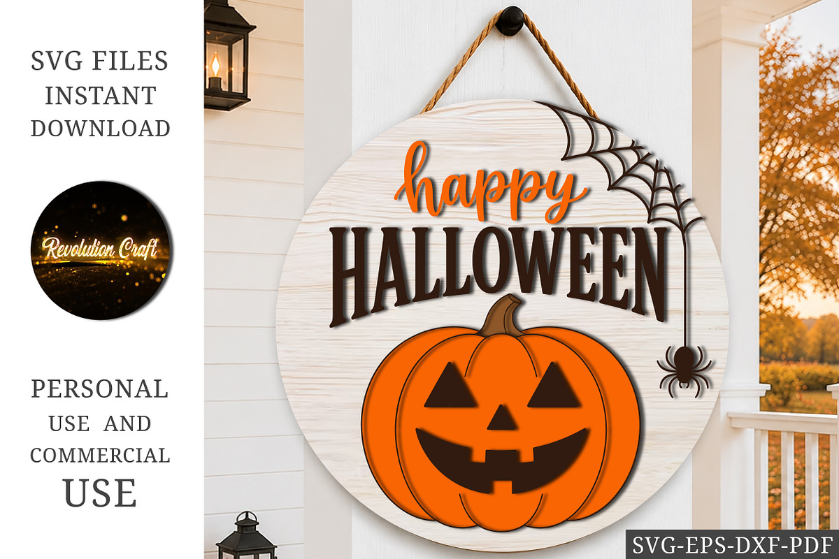 Happy Halloween Pumpkin Laser Cut, an Object Graphic by OK Design (Photo 1 of 3)