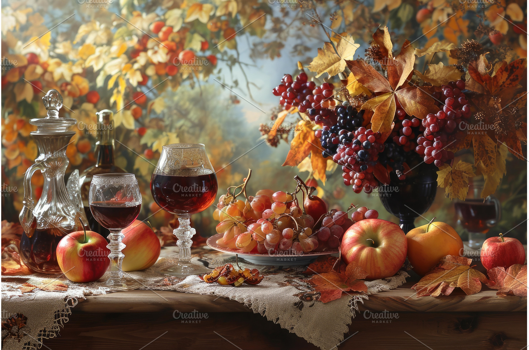 Autumn harvest brown table. Generate, a Food & Drink Photo by Ylivdesign